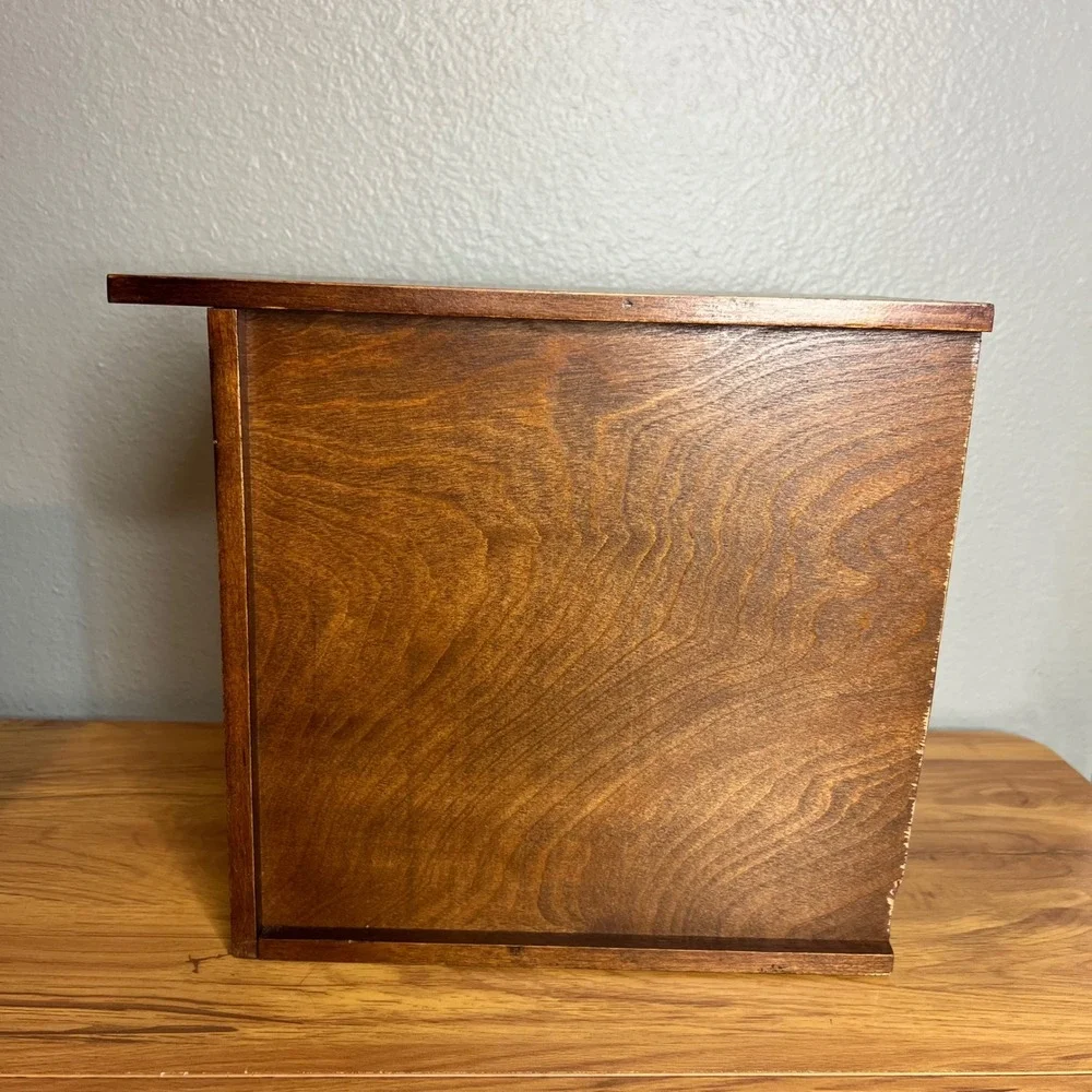 Vintage‎ 2 Drawer Desktop Organizer w/ File Drawers Wooden Library Rustic 10.25